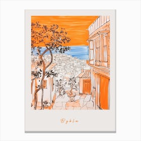 Byblos Lebanon Orange Drawing Poster Canvas Print