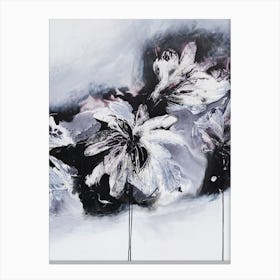 White And Black Flowers 3 Painting Canvas Print