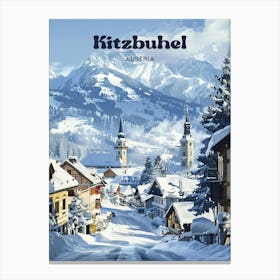 Kitzbuhel Austria Snow Art Illustration Canvas Print