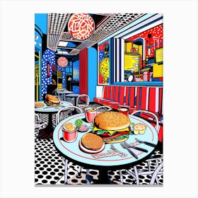 Abstract Diner Polka Dots Canvas Print