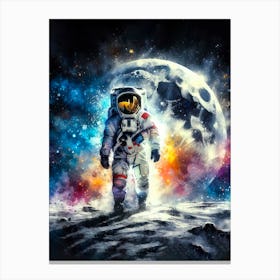 Astronaut On The Moon Canvas Print