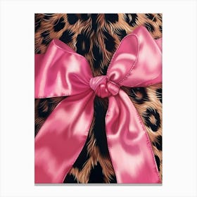 Leopard And Pink Bows 2 Pattern Canvas Print