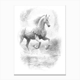 Horse Running In The Water Canvas Print