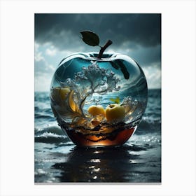 Apple In Water Canvas Print