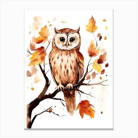 N Owl Watercolour In Autumn Colours 0 Canvas Print