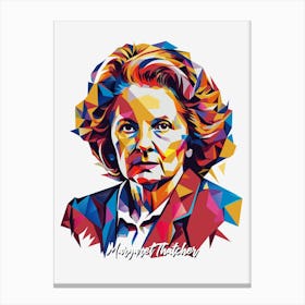 Margaret Thatcher 01 Portrait WPAP Pop Art Canvas Print