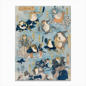 Japanese Ukiyo-E Frogs Canvas Print