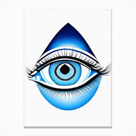 Surreal Eye, Symbol, Third Eye Blue & White 2 Canvas Print