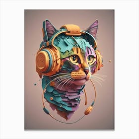 Cat With Headphones 5 Canvas Print