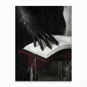 Crow Reading Book Canvas Print