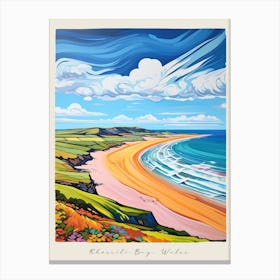 Poster Of Rhossili Bay, Gower Peninsula, Wales, Matisse And Rousseau Style 2 Canvas Print