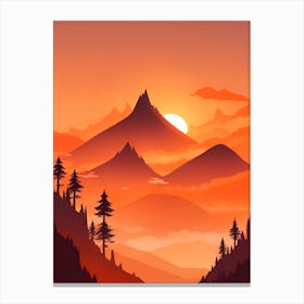 Misty Mountains Vertical Composition In Orange Tone 268 Canvas Print