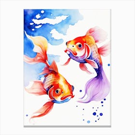 Twin Goldfish Watercolor Painting (9) Canvas Print