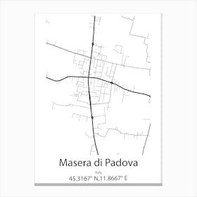 Masera Di Padova,Italy Minimalist Map Stampe su tela