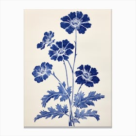 Blue Botanical Cineraria 1 Canvas Print