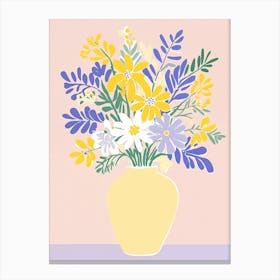 Flowers In A Yellow Vase Canvas Print