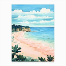 Beach Painting Landscape. Gouache Vintage Travel Canvas Print