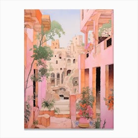 Byblos Lebanon 4 Vintage Pink Travel Illustration Canvas Print