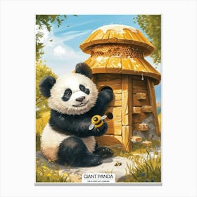 Giant Panda Playing With A Beehive Poster 1 Canvas Print