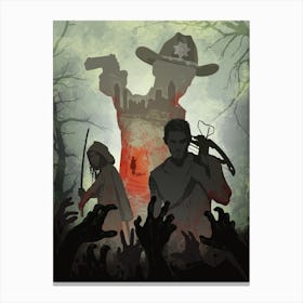 Walking Dead Silhouette Canvas Print
