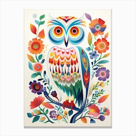 Scandinavian Bird Illustration Snowy Owl 1 Canvas Print