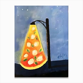 Pizza On A Lamp Post Canvas Print