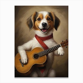 Beautiful Dog Playing Guitar Canvas Print