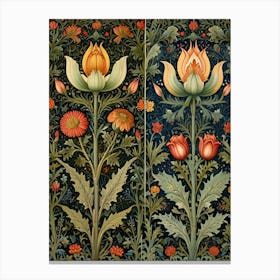 William Morris Two Panels Of Flowers Canvas Print