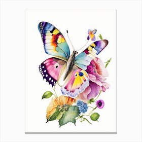 Butterfly On Flower Decoupage 1 Canvas Print