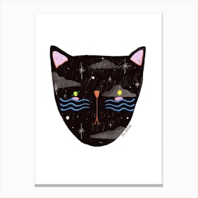 I Am A Night Cat Black In White Canvas Print