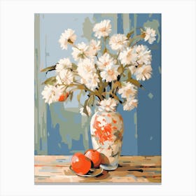 Daisy Flower And Peaches Still Life Painting 3 Dreamy Canvas Print