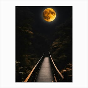 Full Moon Over Bridge Canvas Print