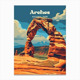 Arches National Park Landmark Travel Illustration Canvas Print