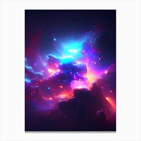 Galaxy Cluster Neon Nights Space Canvas Print