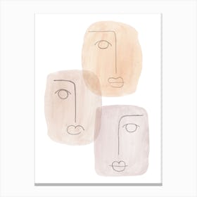 Boho watercolor Faces Canvas Print