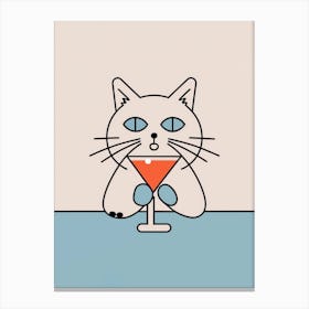 Cat Drinking A Martini Canvas Print