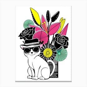 Cat With Flowers 11 Canvas Print