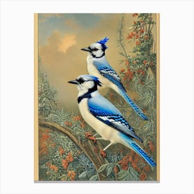 Blue Jay Haeckel Style Vintage Illustration Bird Canvas Print