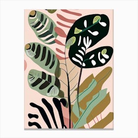 Hart's Tongue Fern Wildflower Modern Muted Colours Canvas Print