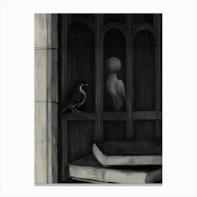 Bird In The Library Canvas Print