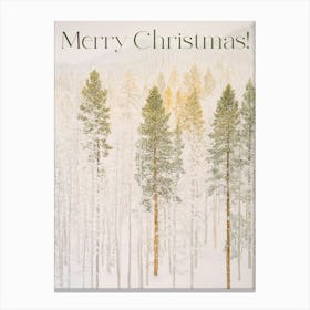 Merry Christmas. Winter Forest with Quote Canvas Print