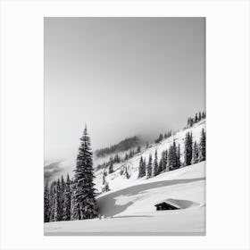 Tignes, France Black And White Skiing Poster Canvas Print