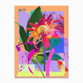 Everlasting Flower 3 Neon Flower Collage Canvas Print