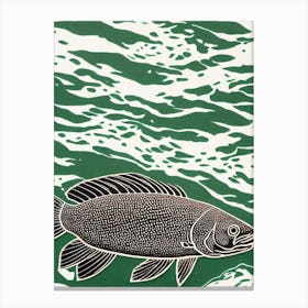 Goliath Grouper II Linocut Canvas Print