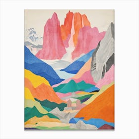 Huascaran Peru 1 Colourful Mountain Illustration Canvas Print