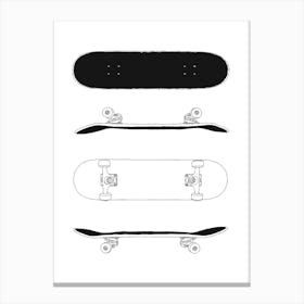Skateboard Line Drawing Canvas Print