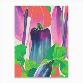 Eggplant Risograph 2 Retro Poster vegetable Canvas Print