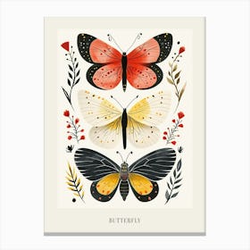 Colourful Insect Illustration Butterfly 17 Poster Canvas Print