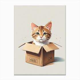 Cat Poking Its Head Out Of A Cardboard Box Canvas Print