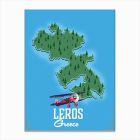 Leros Greece Travel map Canvas Print